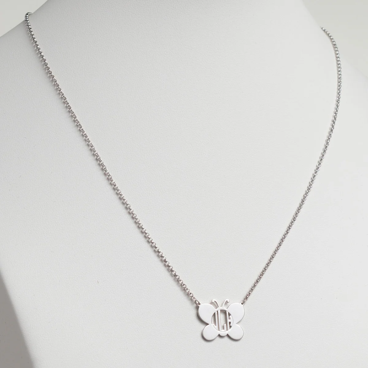 Silver Plated Butterfly Monogram Necklace - Image 2