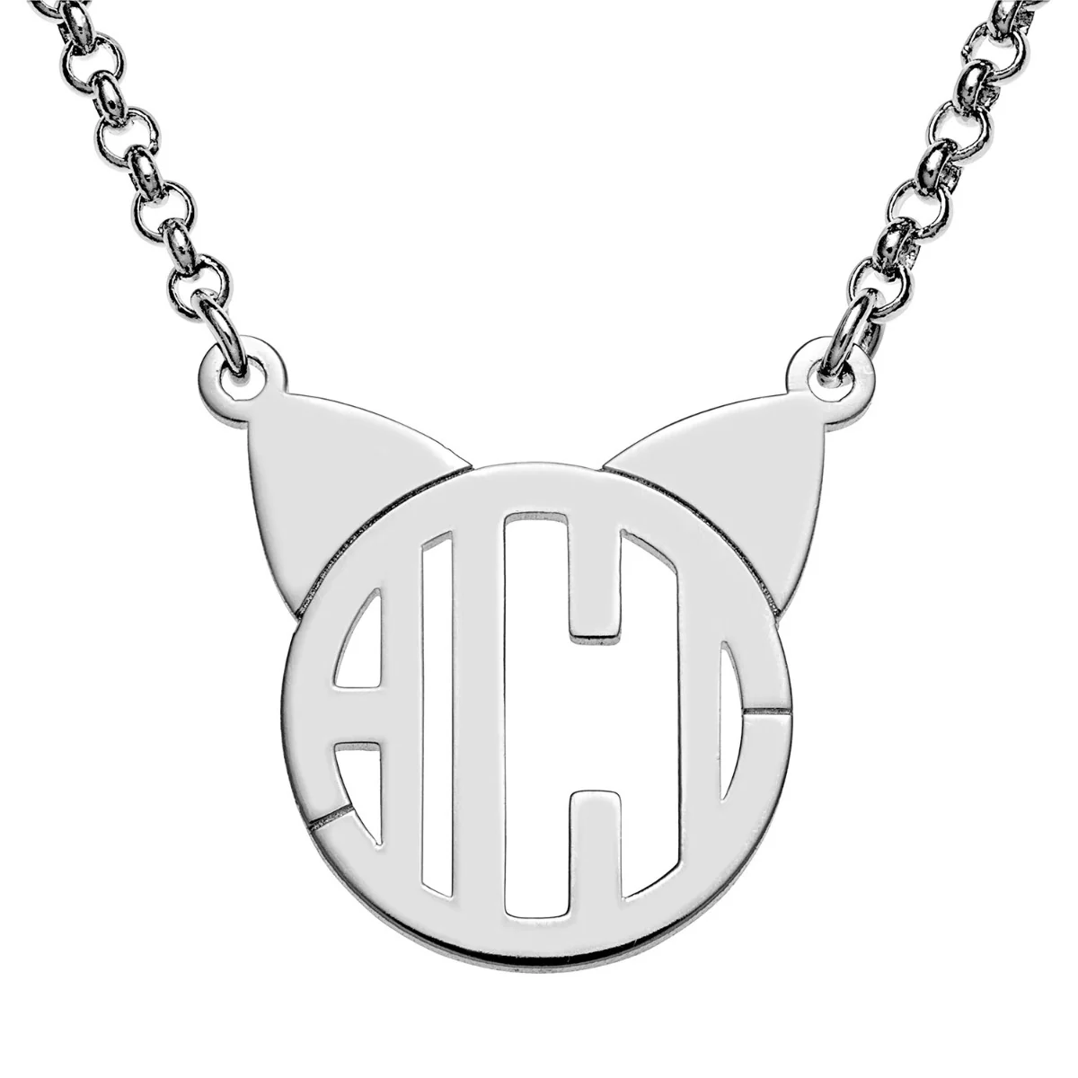Silver Plated Cat Monogram Necklace