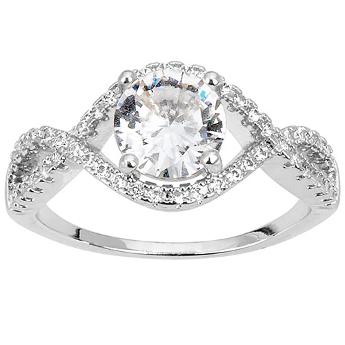 Silvertone CZ Dangle Earrings,  Ring, and Cuff Bracelet Set - Image 4