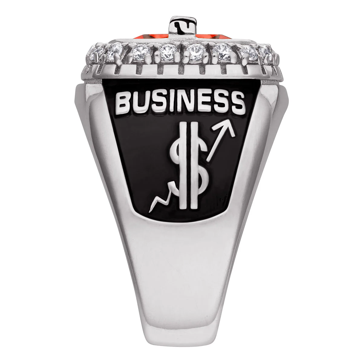 Rhodium Plated CELEBRIUM CZ Pave Setting Birthstone Personalized Year Class Ring - Image 4