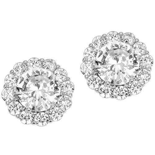 Silvertone CZ Halo Earring and Necklace Set - Image 4