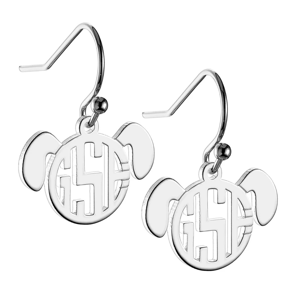Silver Plated Dog Monogram Dangle Earring - Image 2