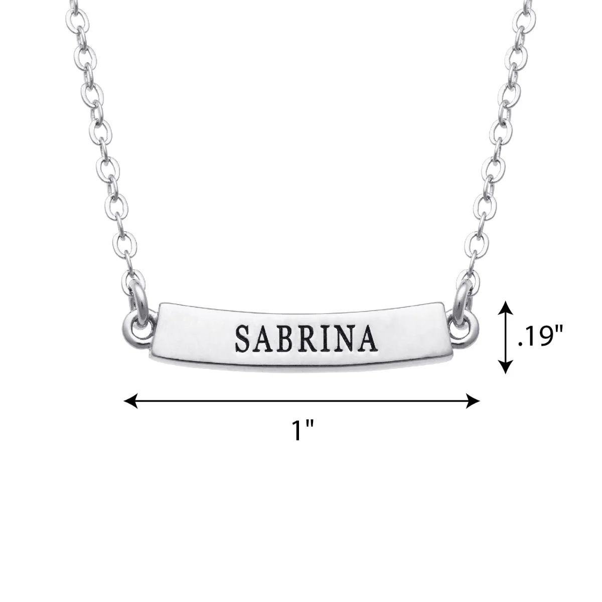 Silver Plated Engraved Name Curved Bar Necklace - Image 3