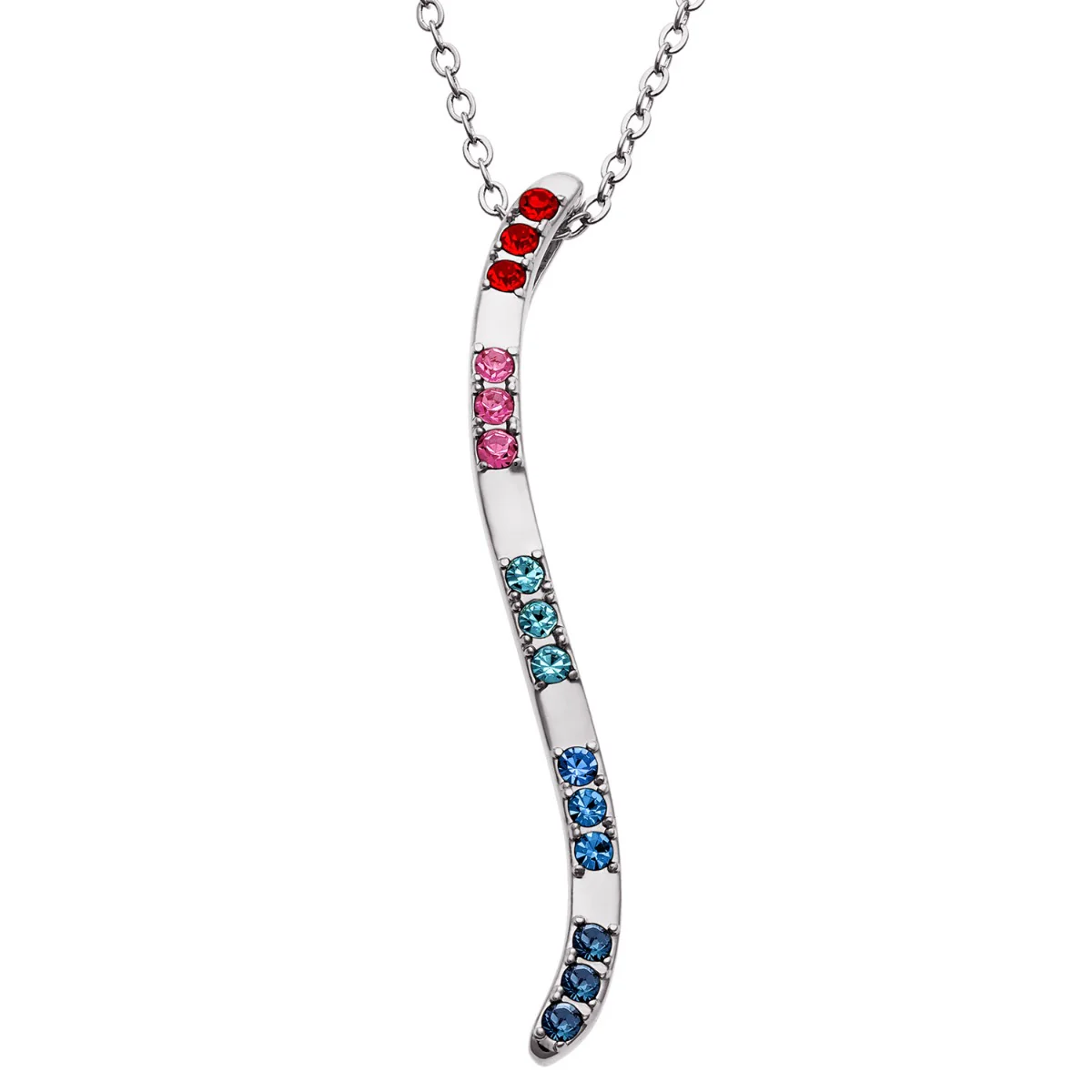 Silver Plated Birthstone Wave Necklace - Image 2