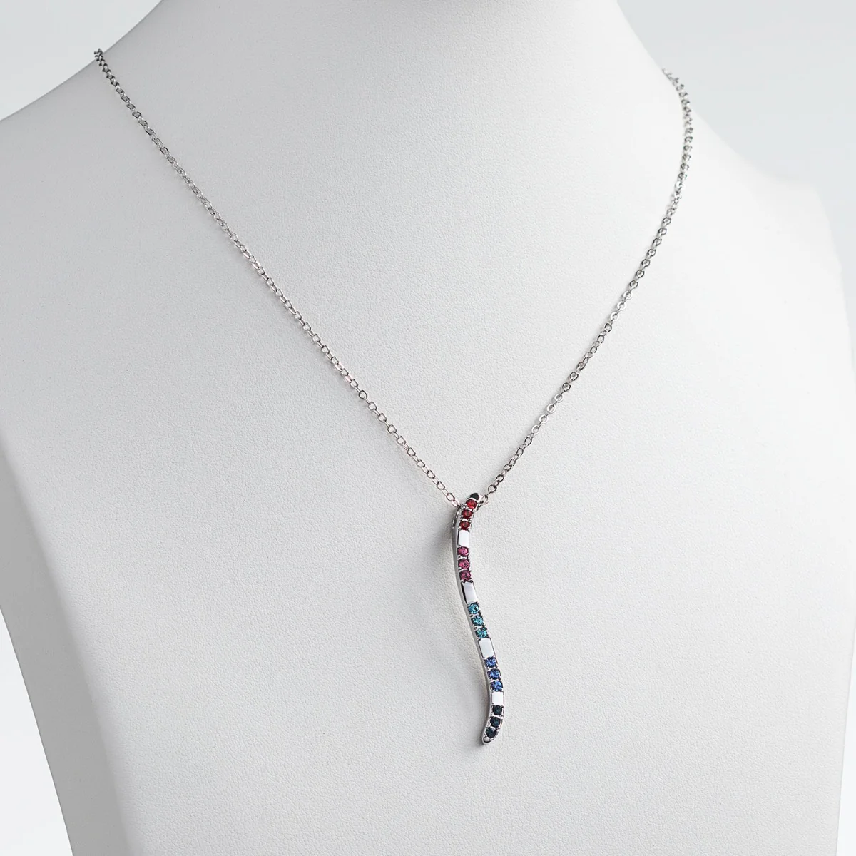Silver Plated Birthstone Wave Necklace - Image 3