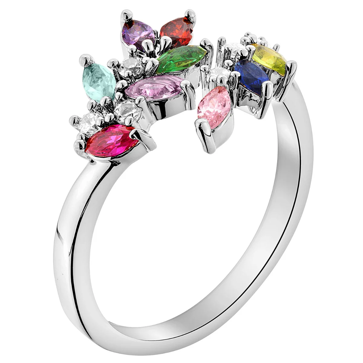 Silver Plated Marquise Birthstone Bypass Ring - Image 2