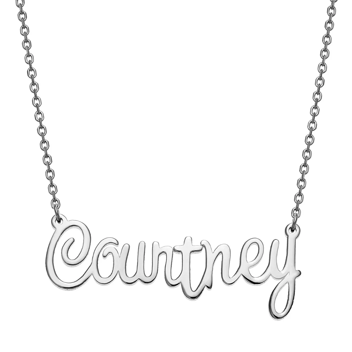 Silver Plated Fancy Script Name Necklace