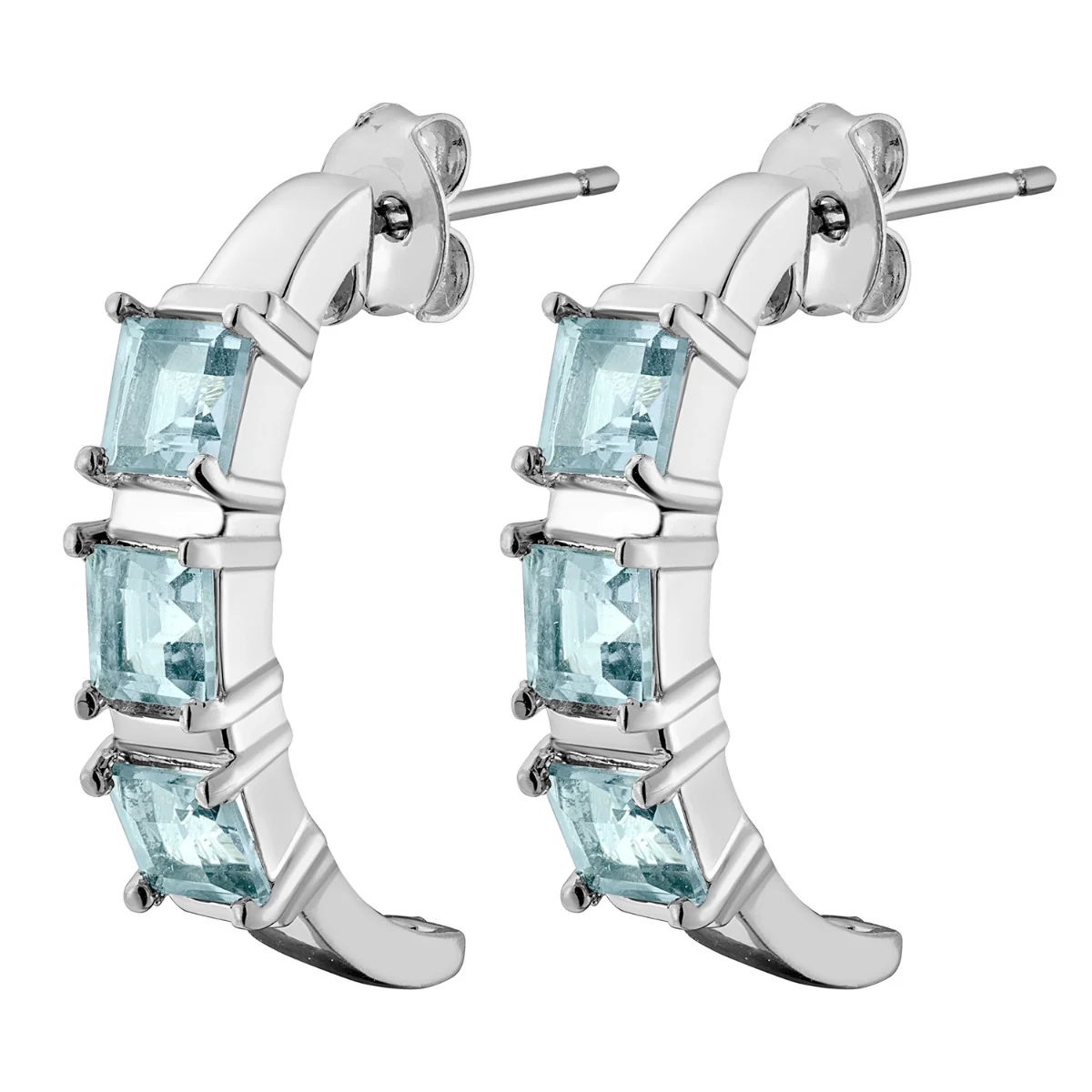 Silver Plated Genuine Blue Topaz Ring and Earrings Set - Image 5