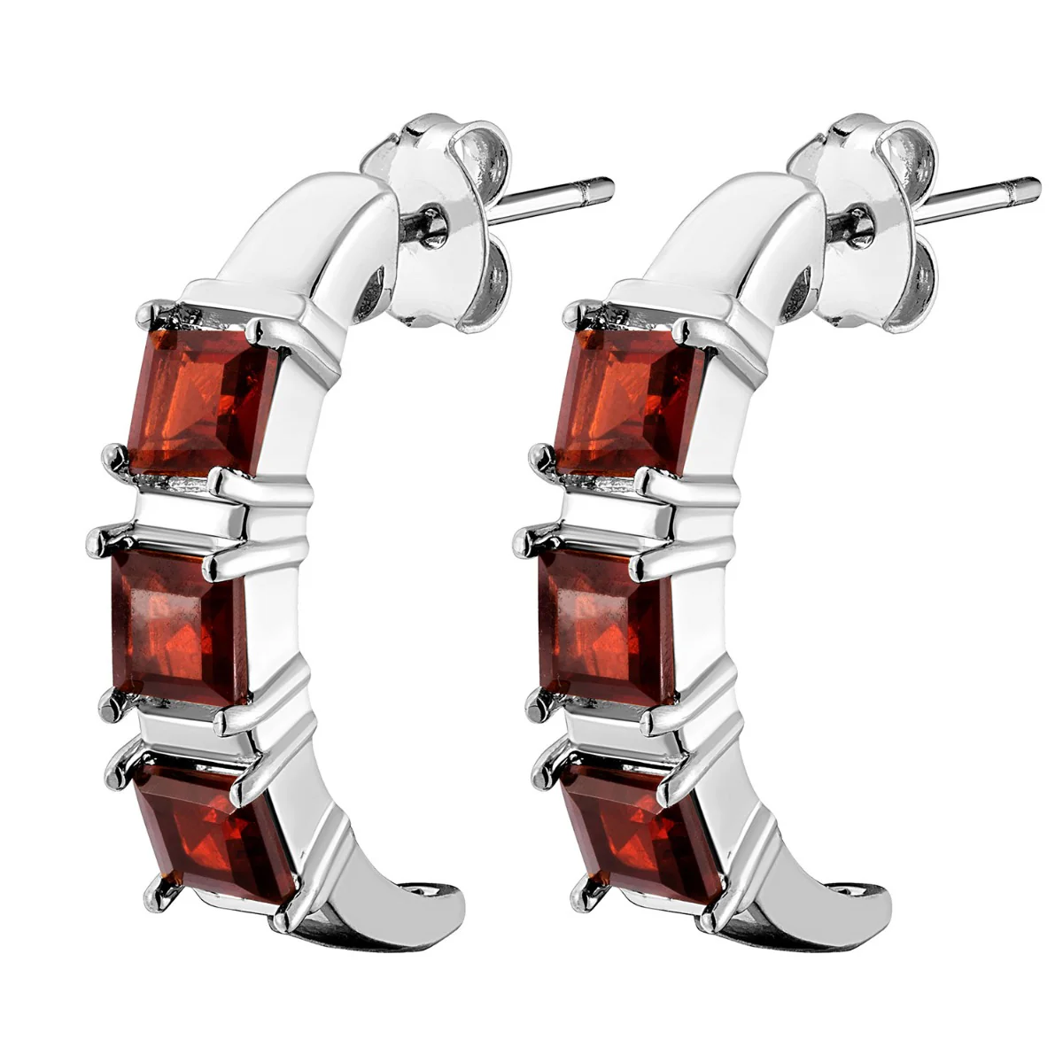 Silver Plated Genuine Garnet Ring and Earrings Set - Image 5