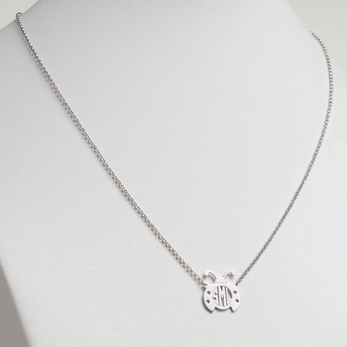 Silver Plated Ladybug Monogram Necklace - Image 2