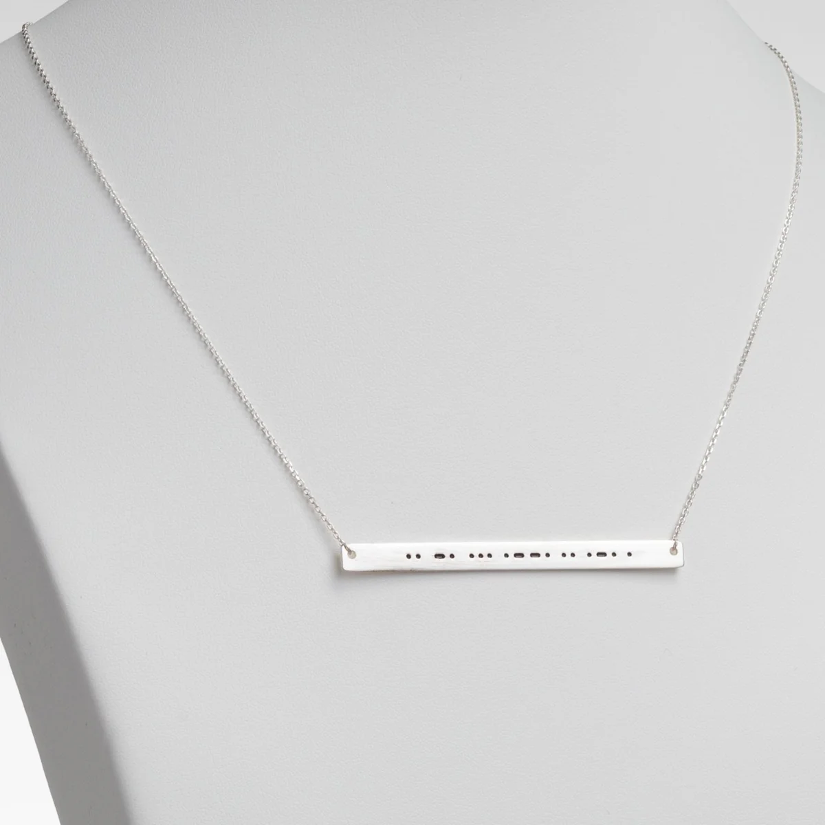 Silver Plated Morse Code Bar Necklace - Image 3