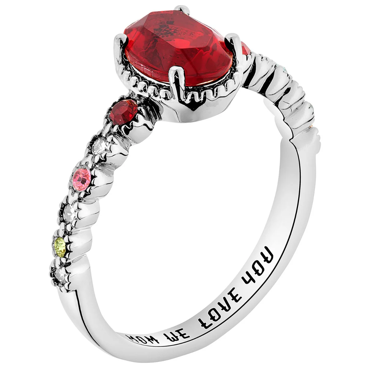 Silver Plated Mother's and Family Oval Birthstone Ring - Image 2