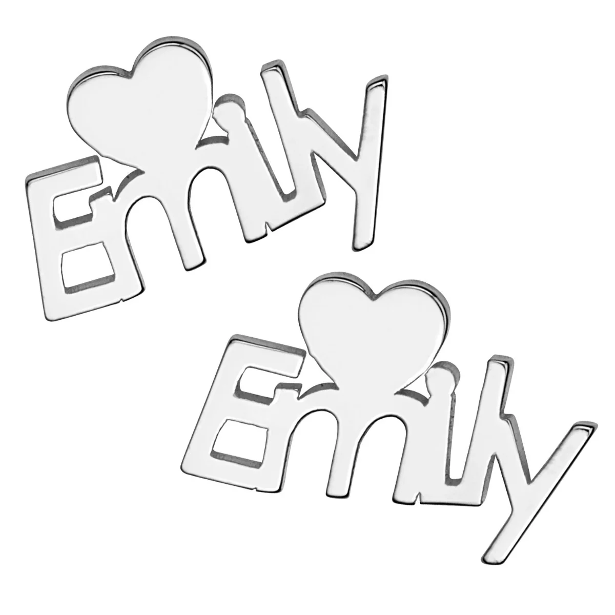 Silver Plated Name with Heart Crawler Earrings - Image 2