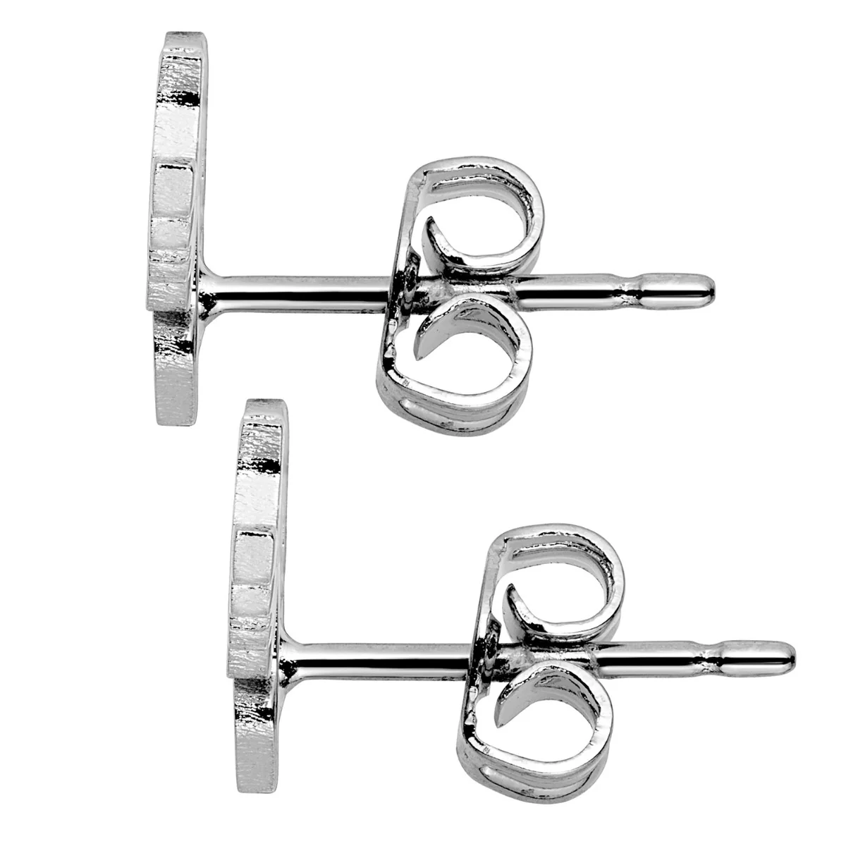 Silver Plated Old English Script Name Crawler Earrings - Image 3