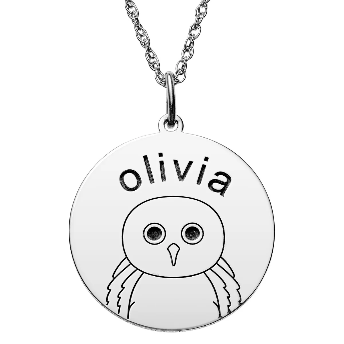 Silver Plated Owl Be Home For Christmas Engraved Name Disc Necklace - Image 2