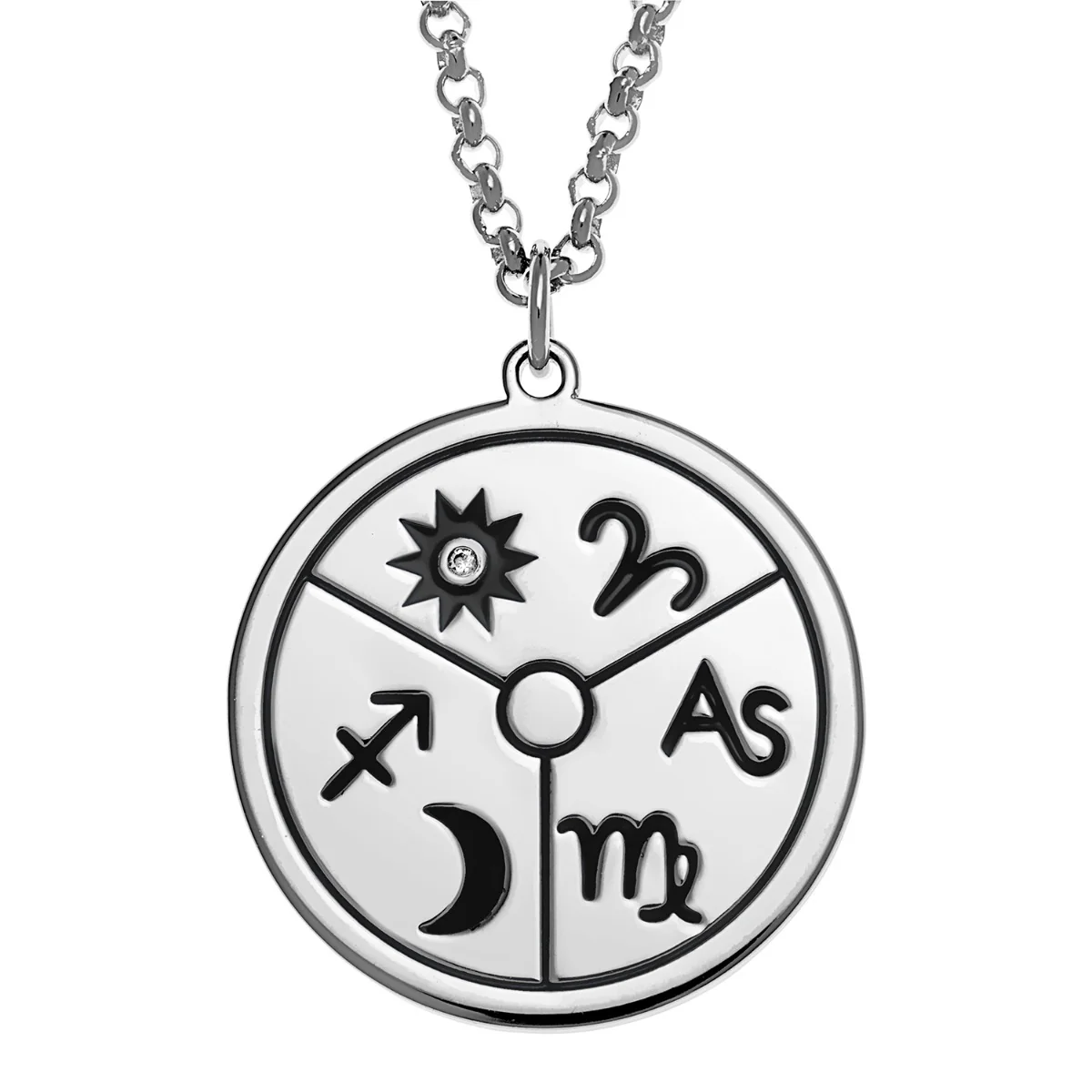 Silver Plated Personalized 3 Zodiac Signs Name Disc Necklace