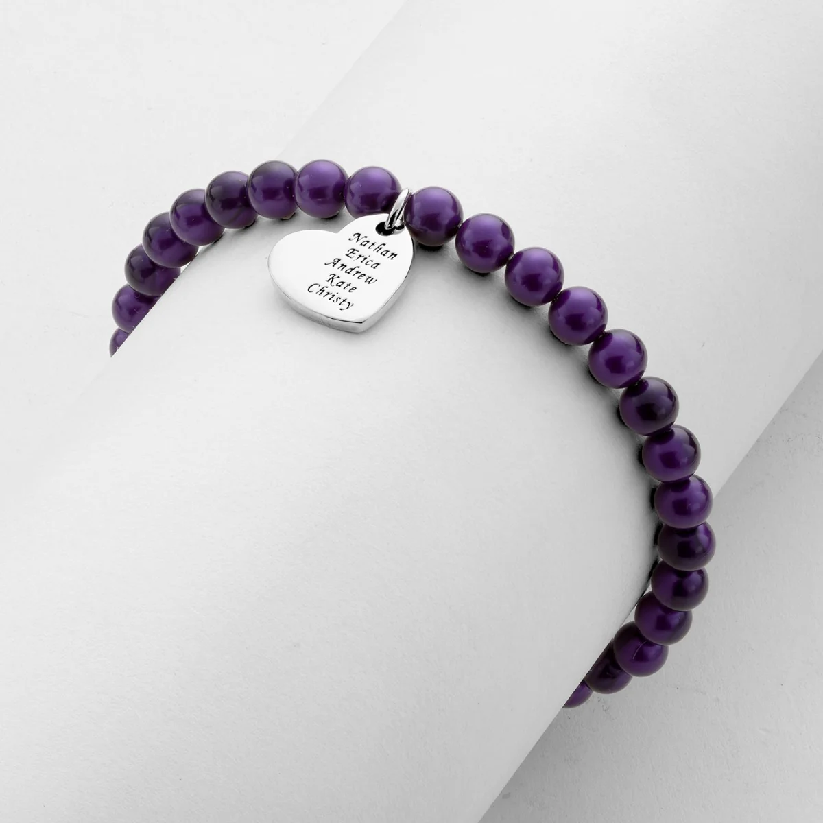 Silver Plated Personalized Pearl Stretch Bracelet - Image 2