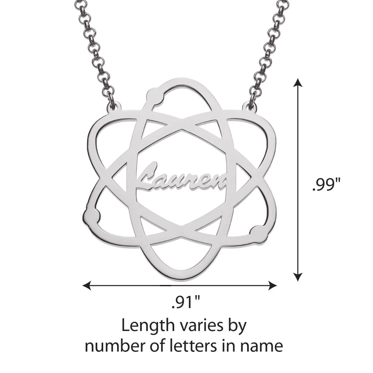 Silver Plated Science Cutout Name Necklace - Image 4