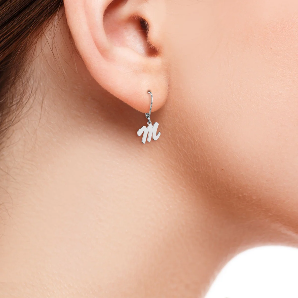 Dainty Silver Plated Initial Earrings - Image 4
