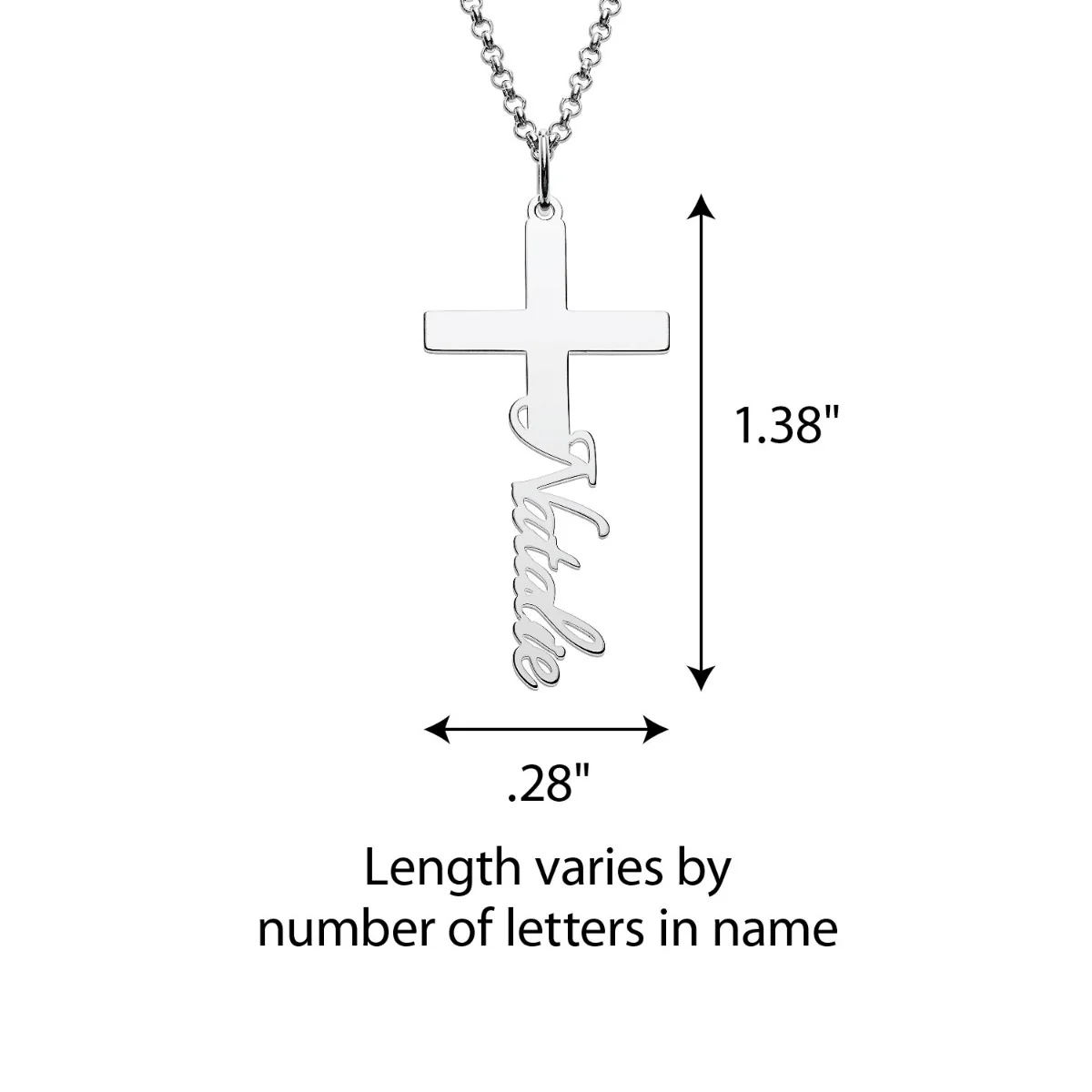 Silver Plated Script Name Cross Necklace - Image 3