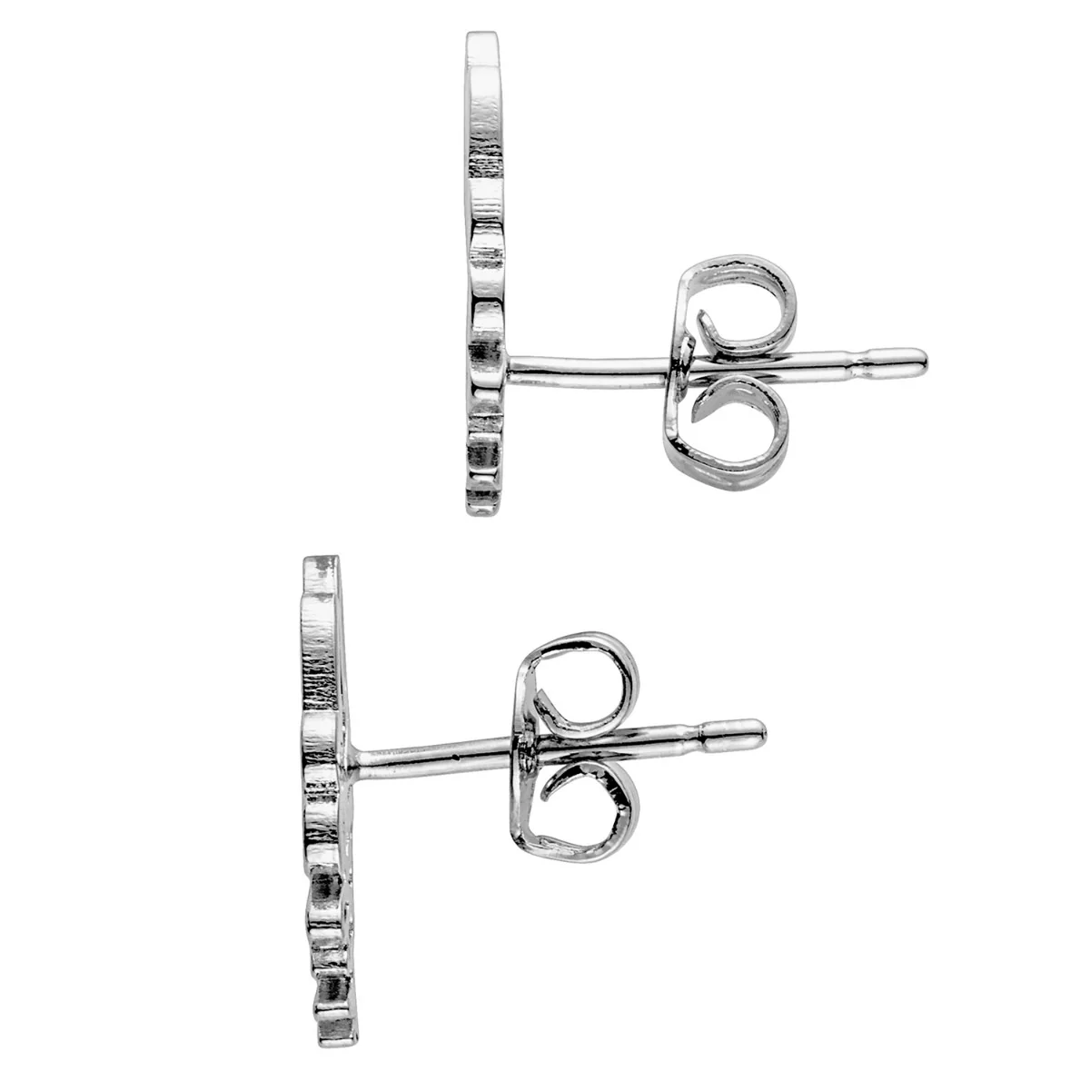 Silver Plated Script Name with Heart Crawler Earrings - Image 3