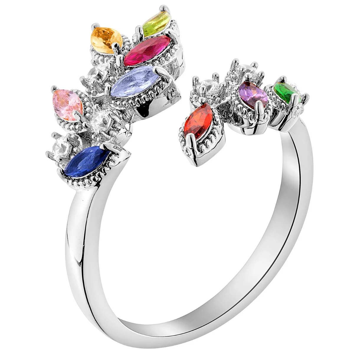 Silver Plated Vintage Marquise Birthstone Ring - Image 2