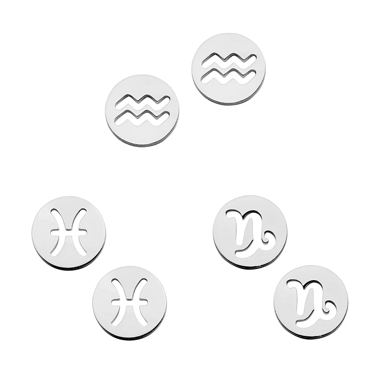 Silver Plated Zodiac Sign Disc Stud Earring - Image 2