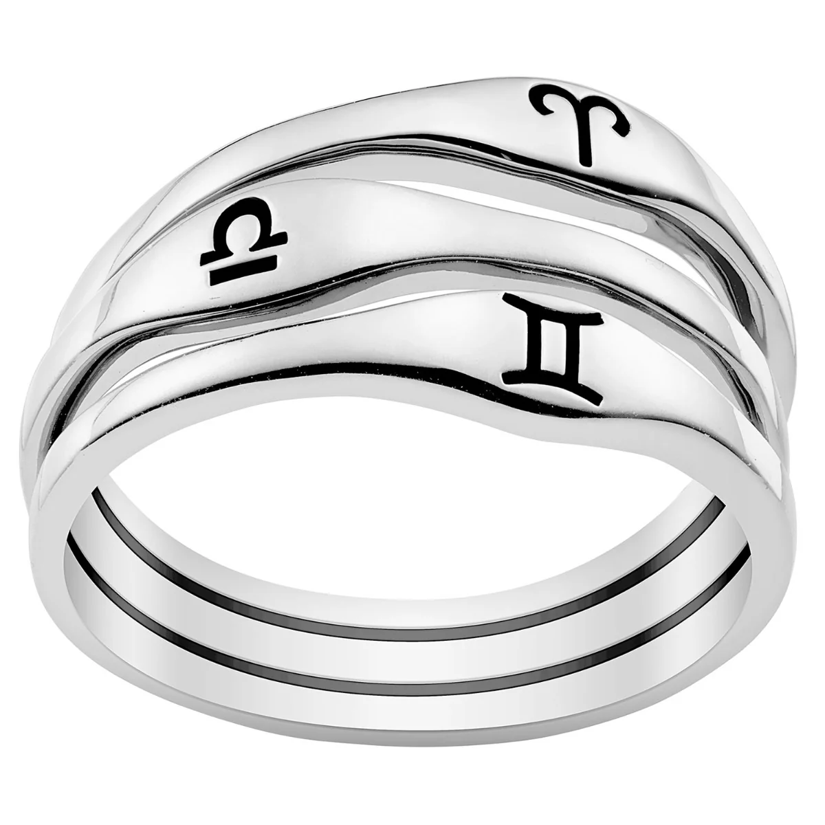 Silver Plated Zodiac Stack Ring Set of 3 - Image 2