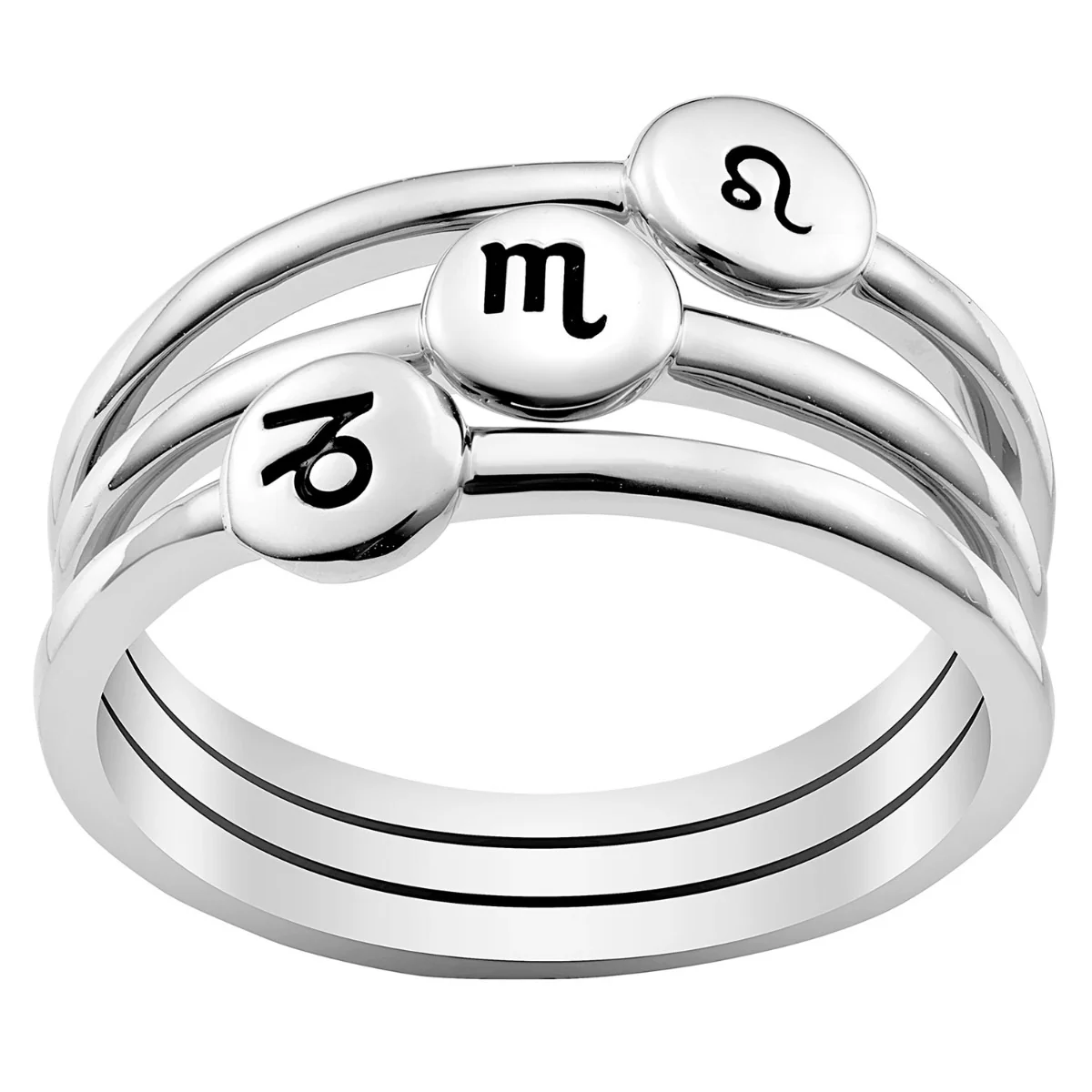 Silver Plated Zodiac Stack Ring Set of 3 - Image 2