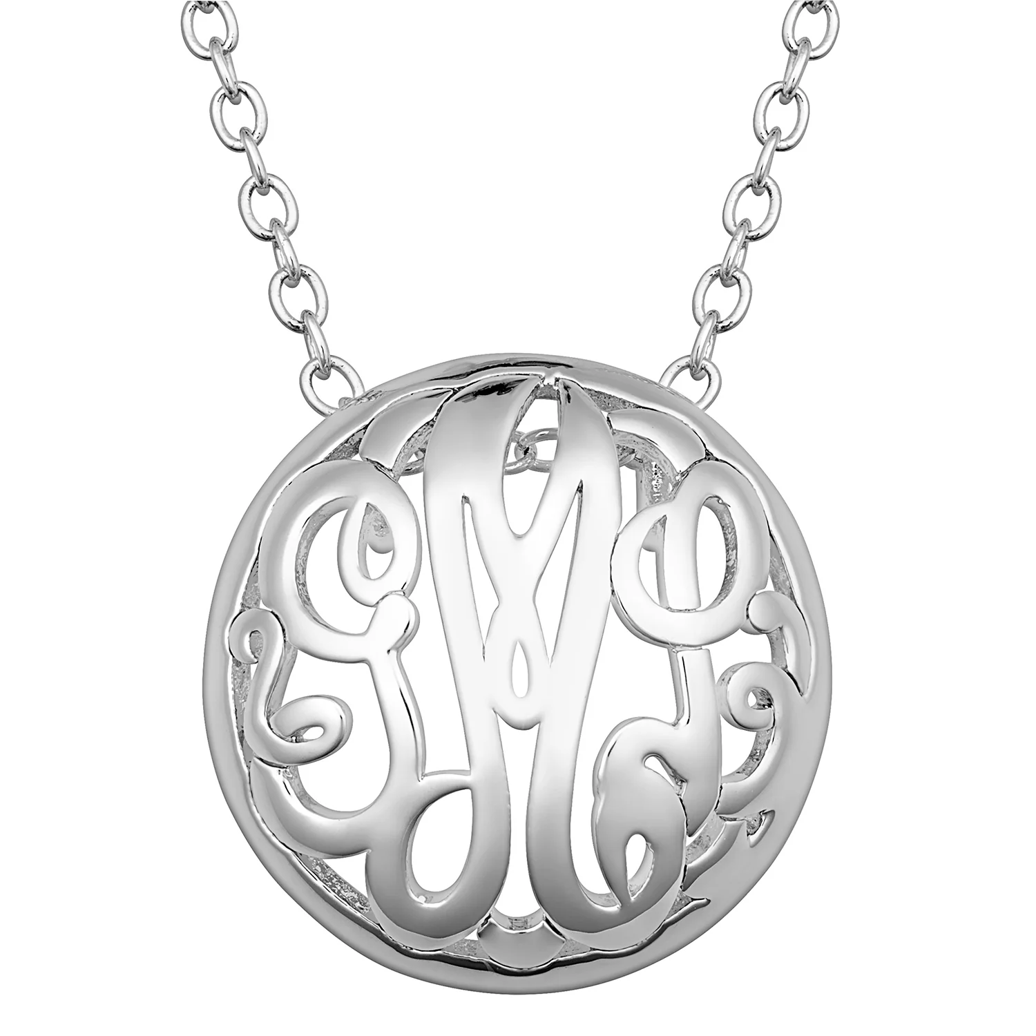 Single Sided 3-D 18x18mm Round Traditional Monogram Pendant
