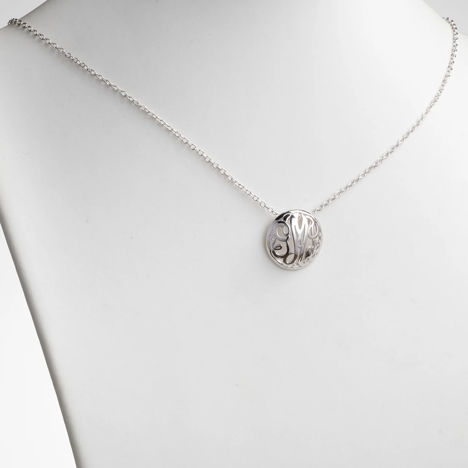 Single Sided 3-D 18x18mm Round Traditional Monogram Pendant - Image 3