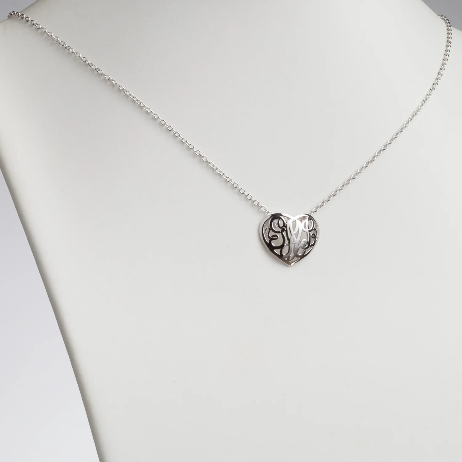 Single Sided 3-D 20x16mm Heart Framed Monogram Pendant - Image 3