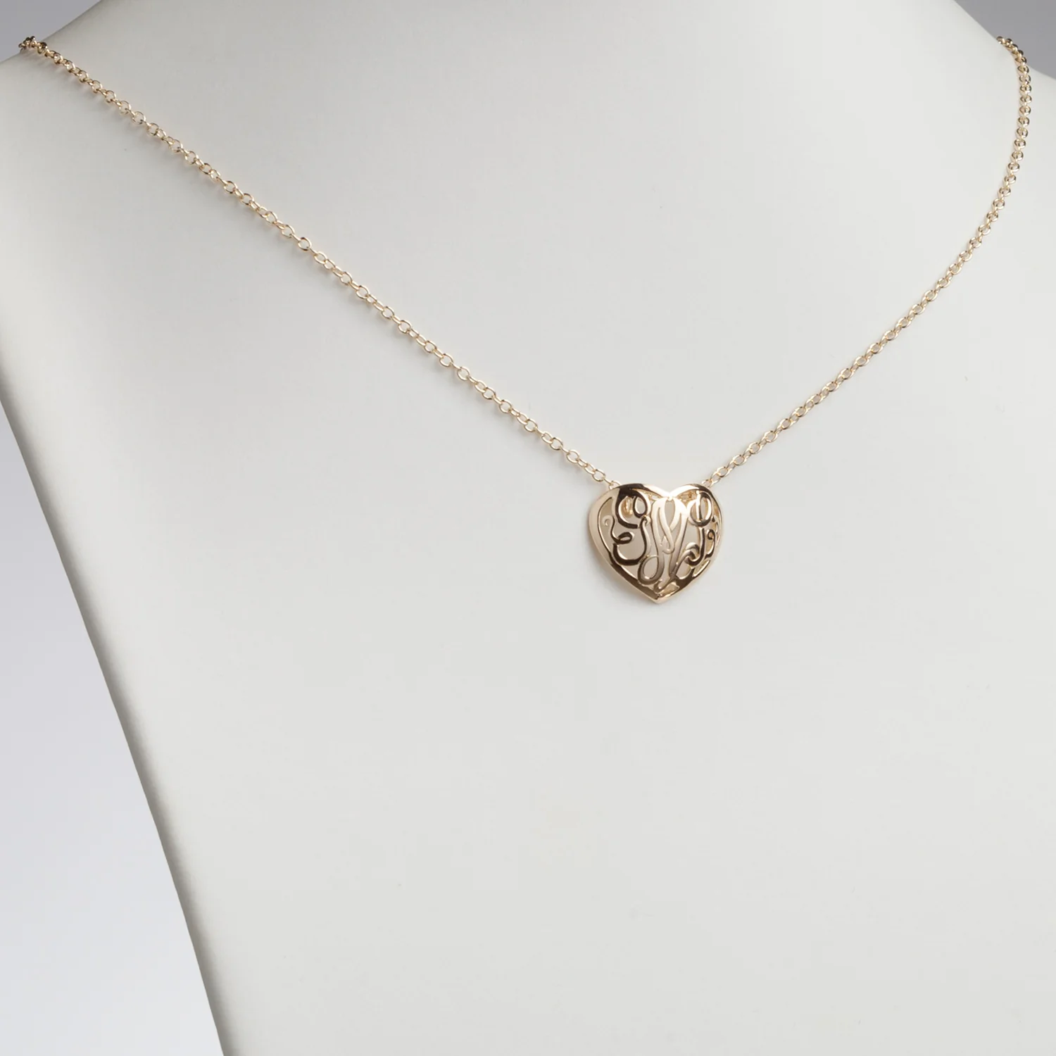 Single Sided 3-D 20x16mm Heart Framed Monogram Pendant - Image 3