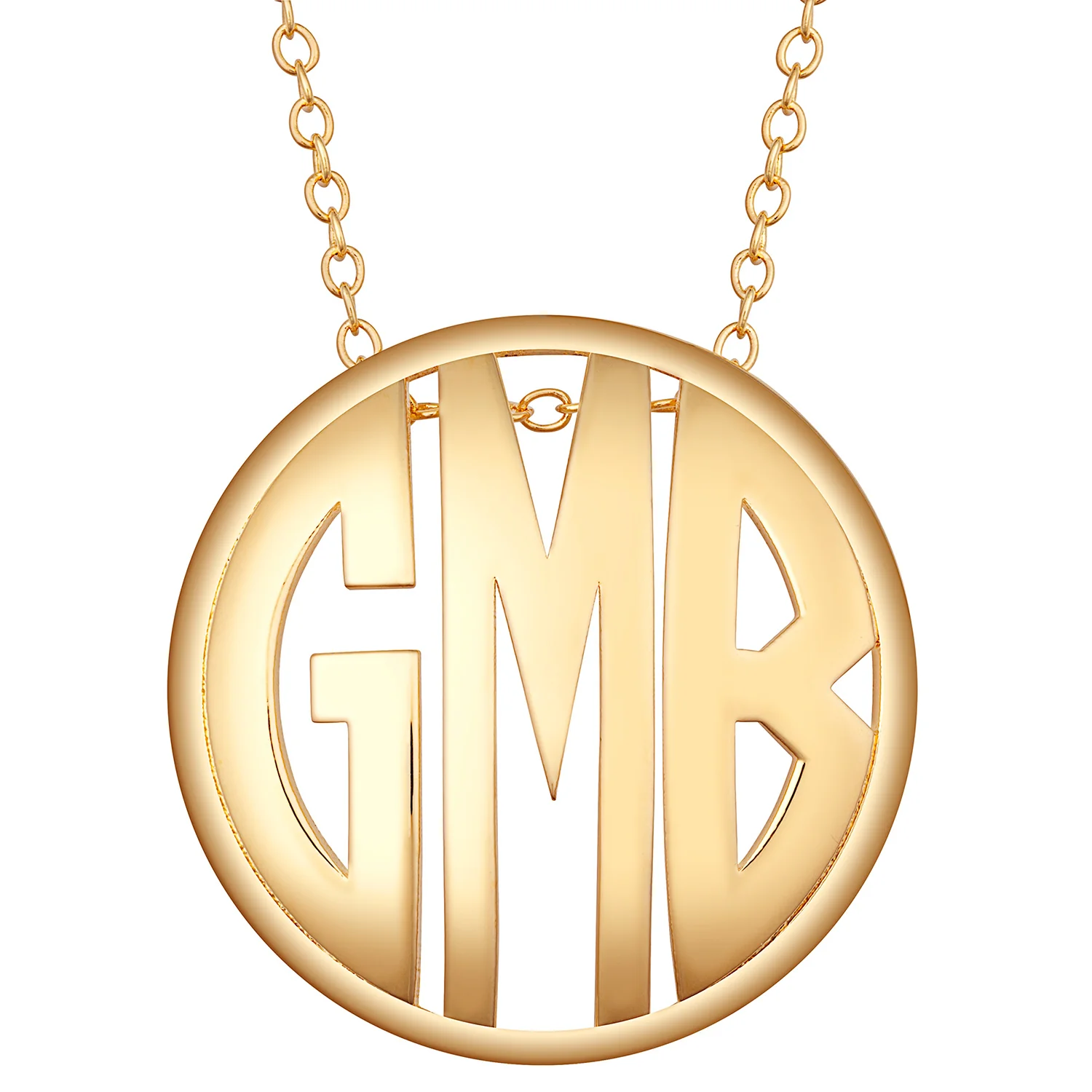 Single Sided 3-D 28x28mm Round Traditional Monogram Pendant