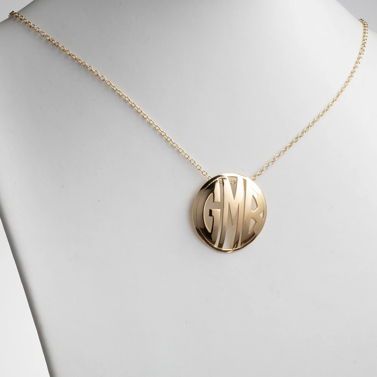 Single Sided 3-D 28x28mm Round Traditional Monogram Pendant - Image 3