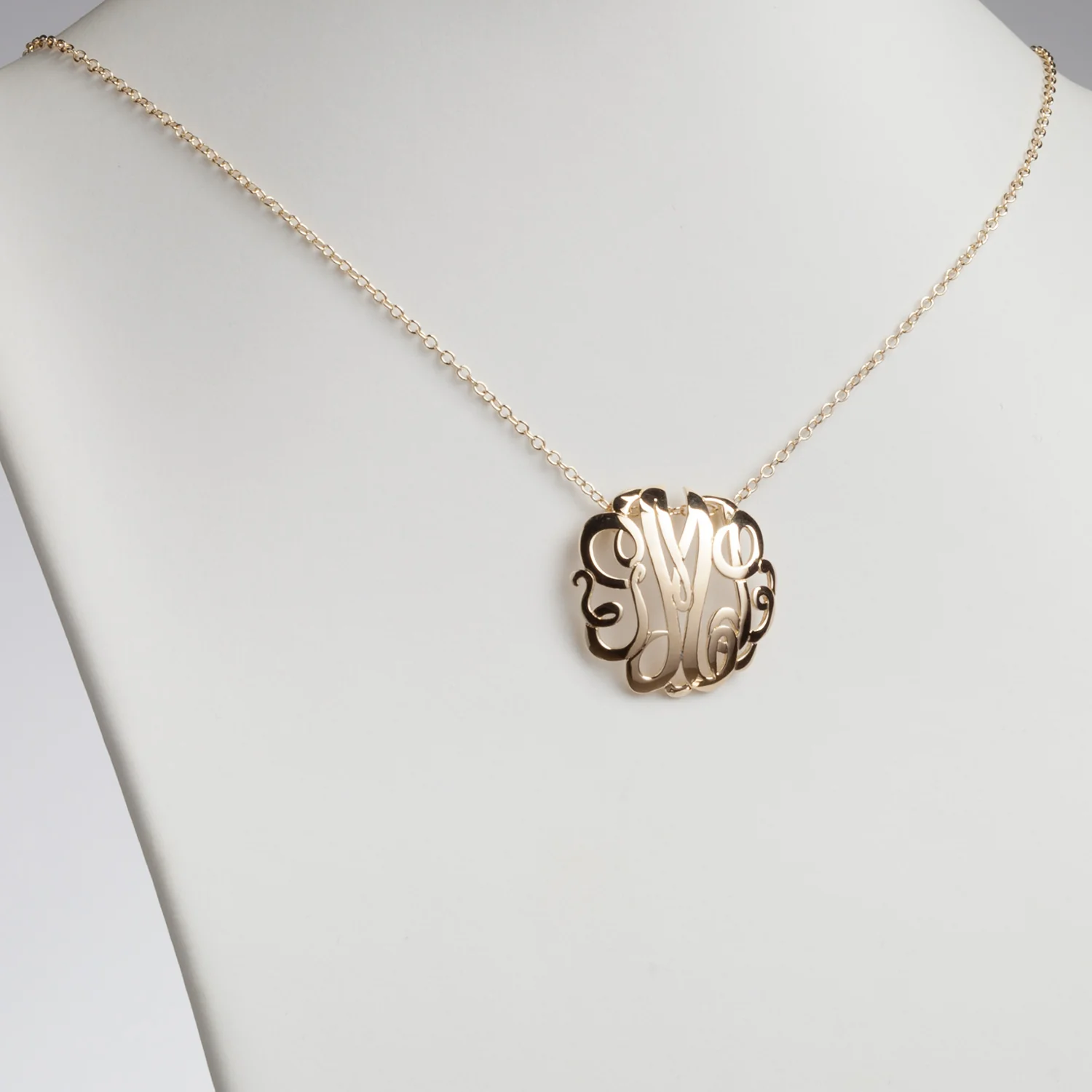 Single Sided 3-D 28x28mm Round Traditional Monogram Unframed Pendant - Image 3