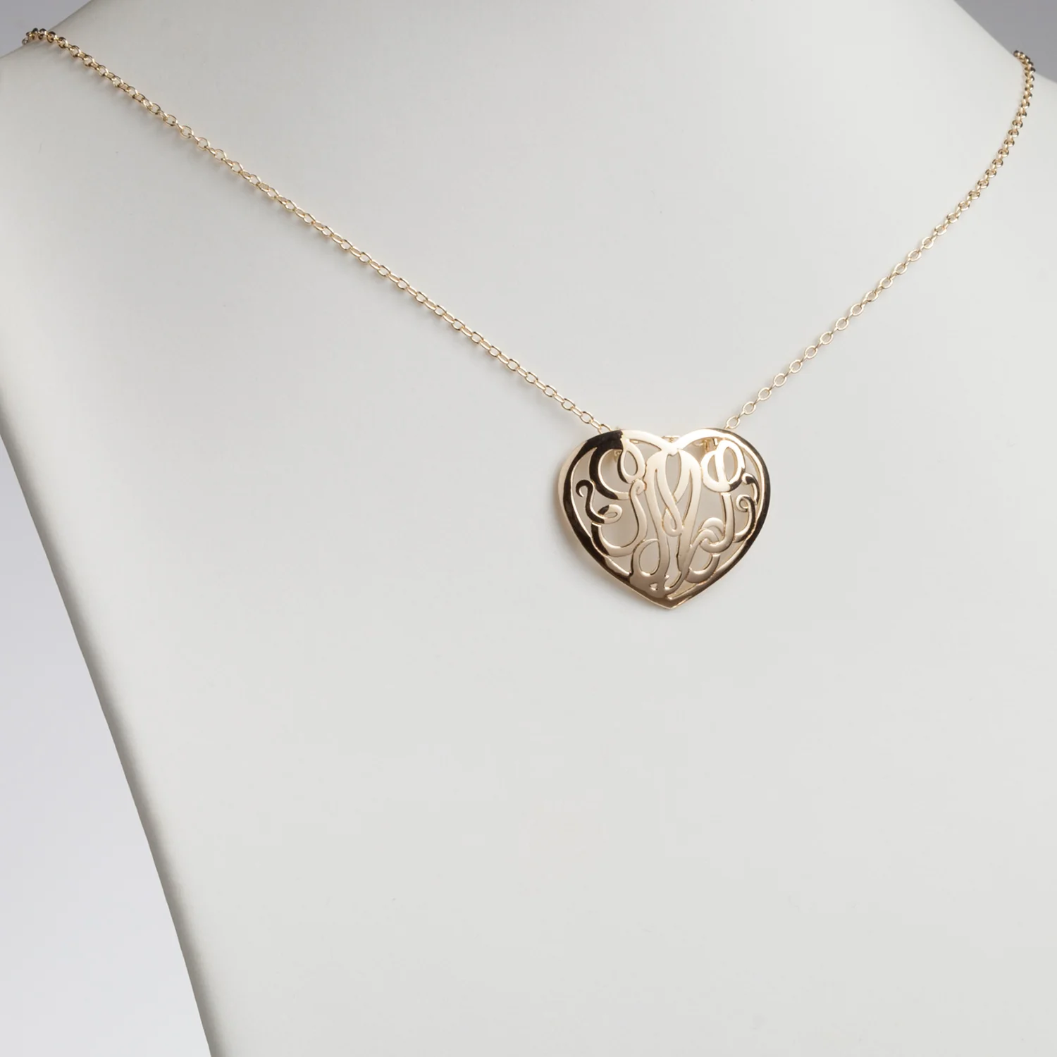 Single Sided 3-D 30x24mm Heart Framed Monogram Pendant - Image 3