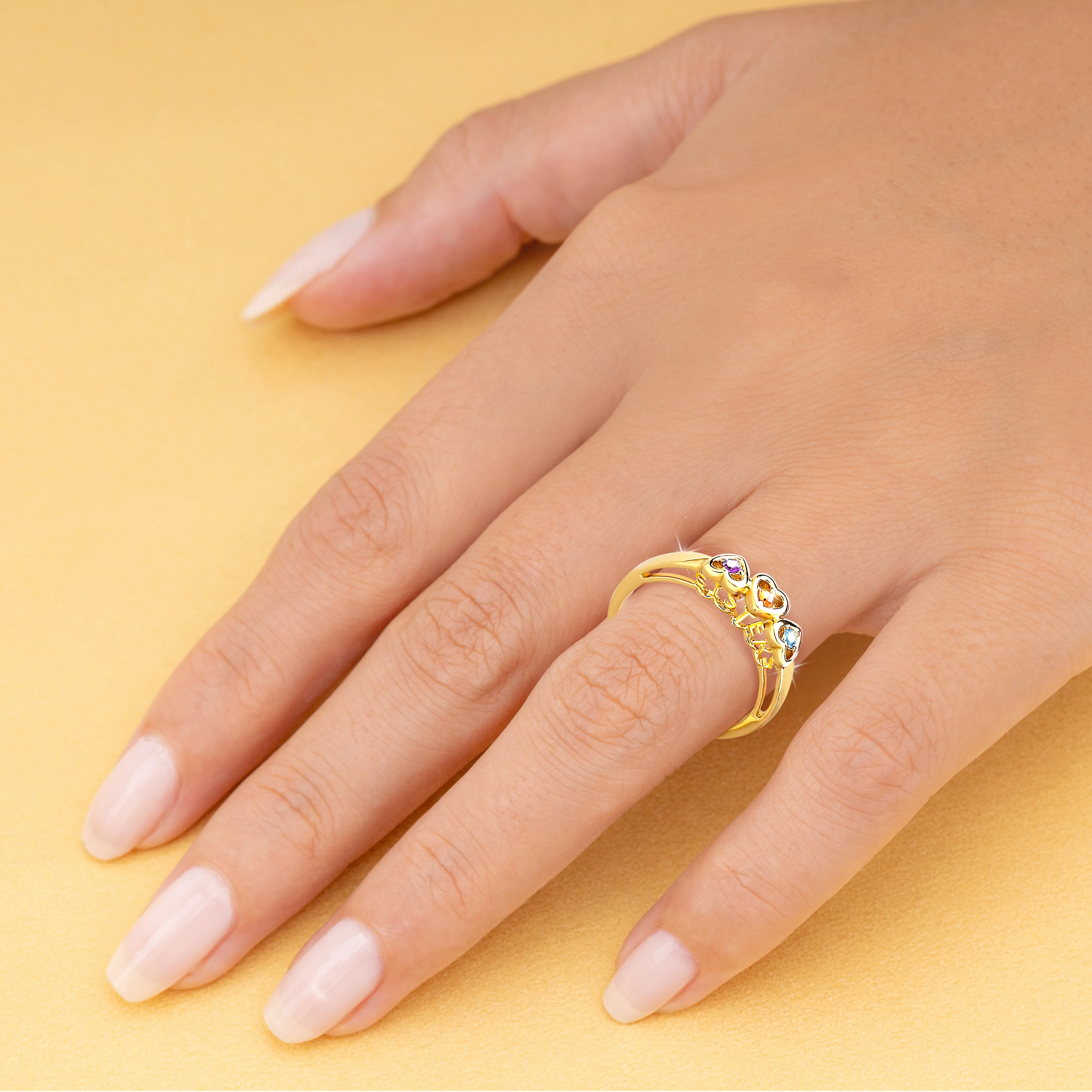 Sisters Birthstone Heart Ring - Image 2