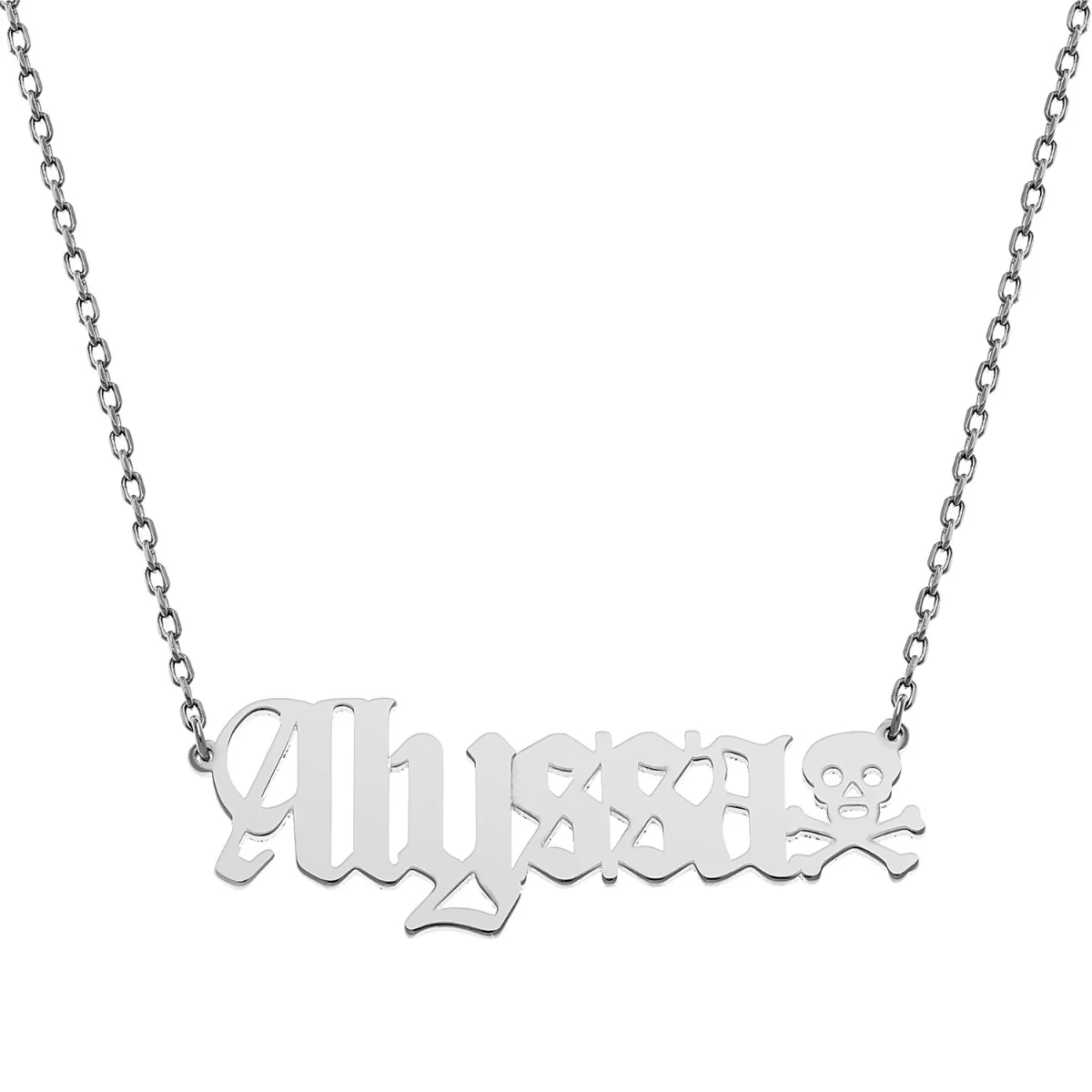 Skull Old English Nameplate Necklace - Image 4