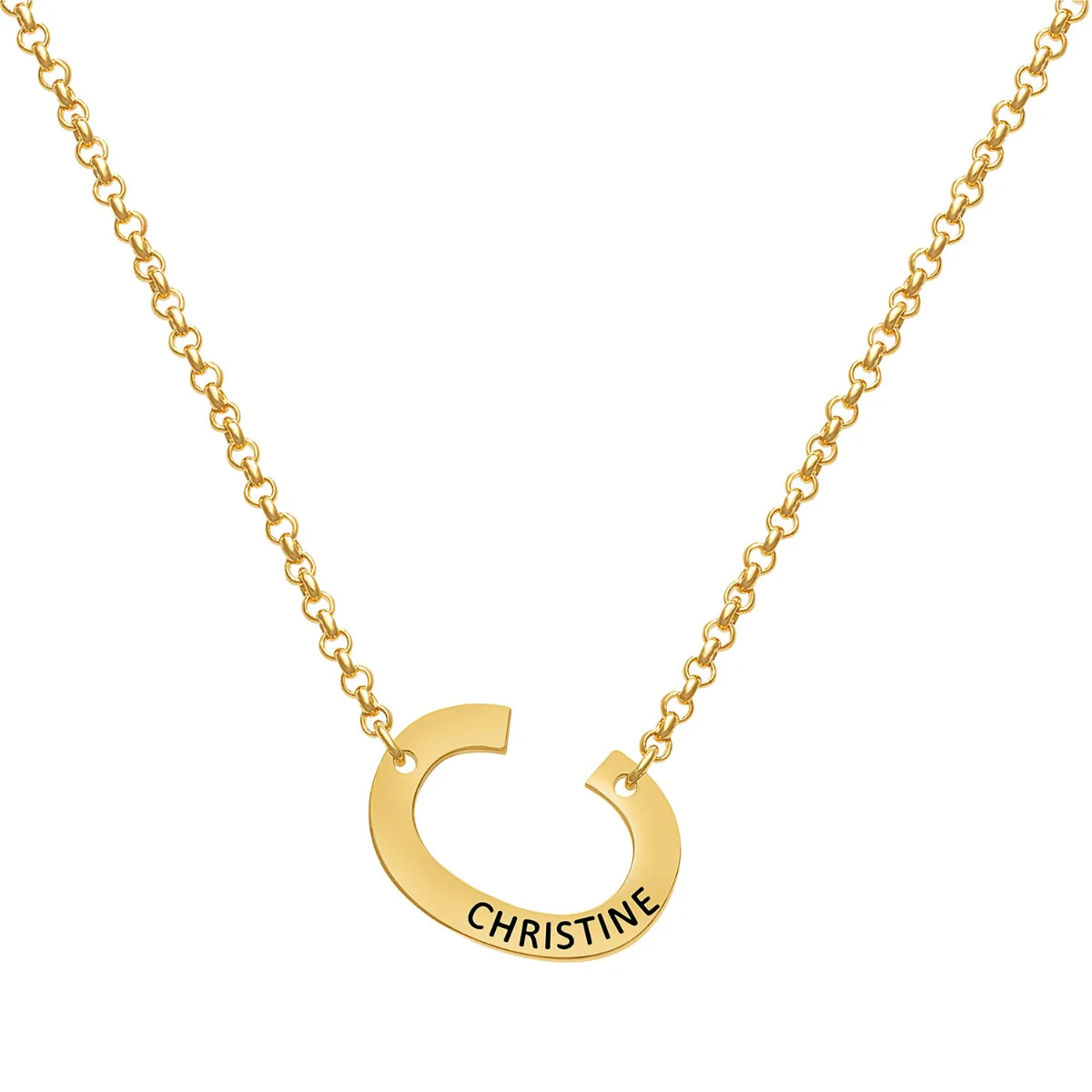 Small Initial with Engraved Name Station Necklace - Image 2