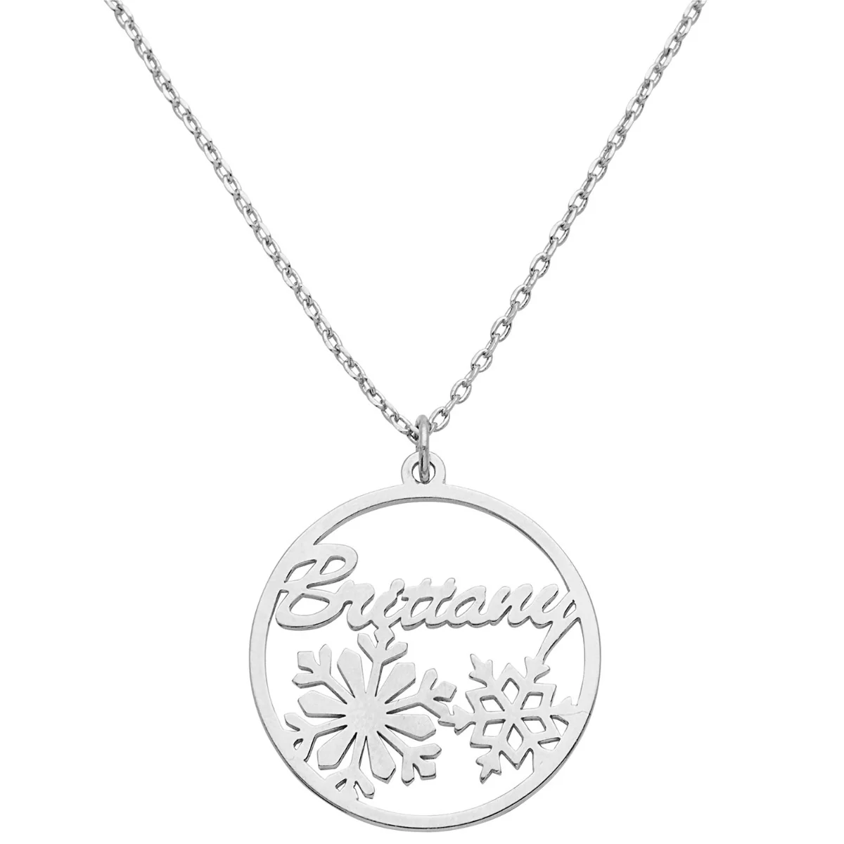 Snowflakes Script Name Disc Necklace - Image 2
