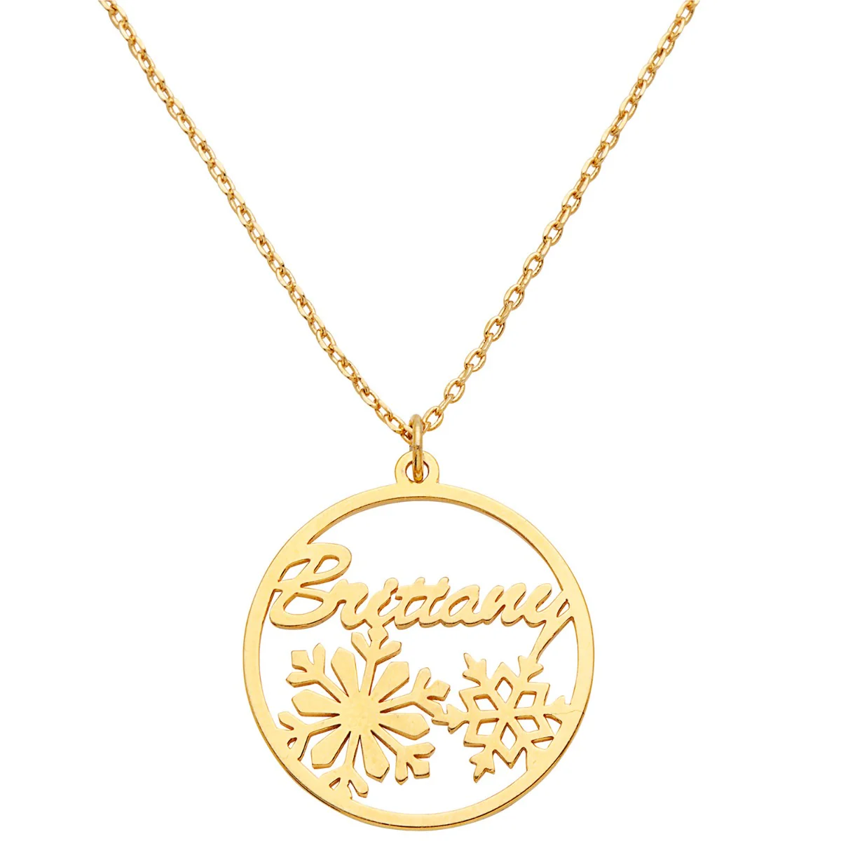 Snowflakes Script Name Disc Necklace - Image 4