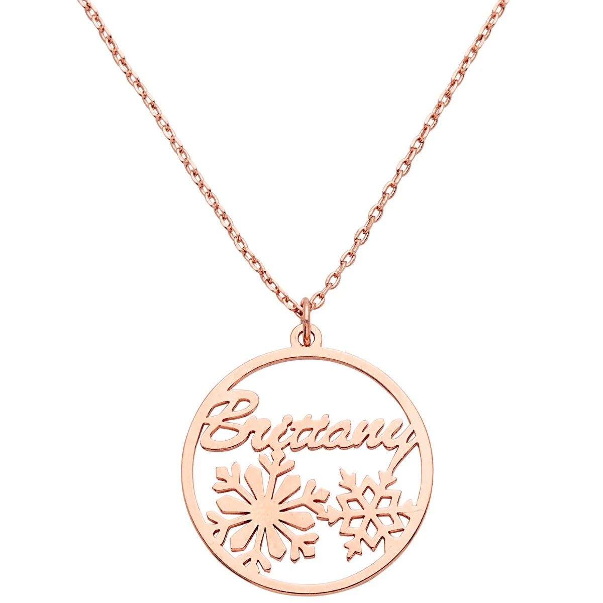 Snowflakes Script Name Disc Necklace - Image 6