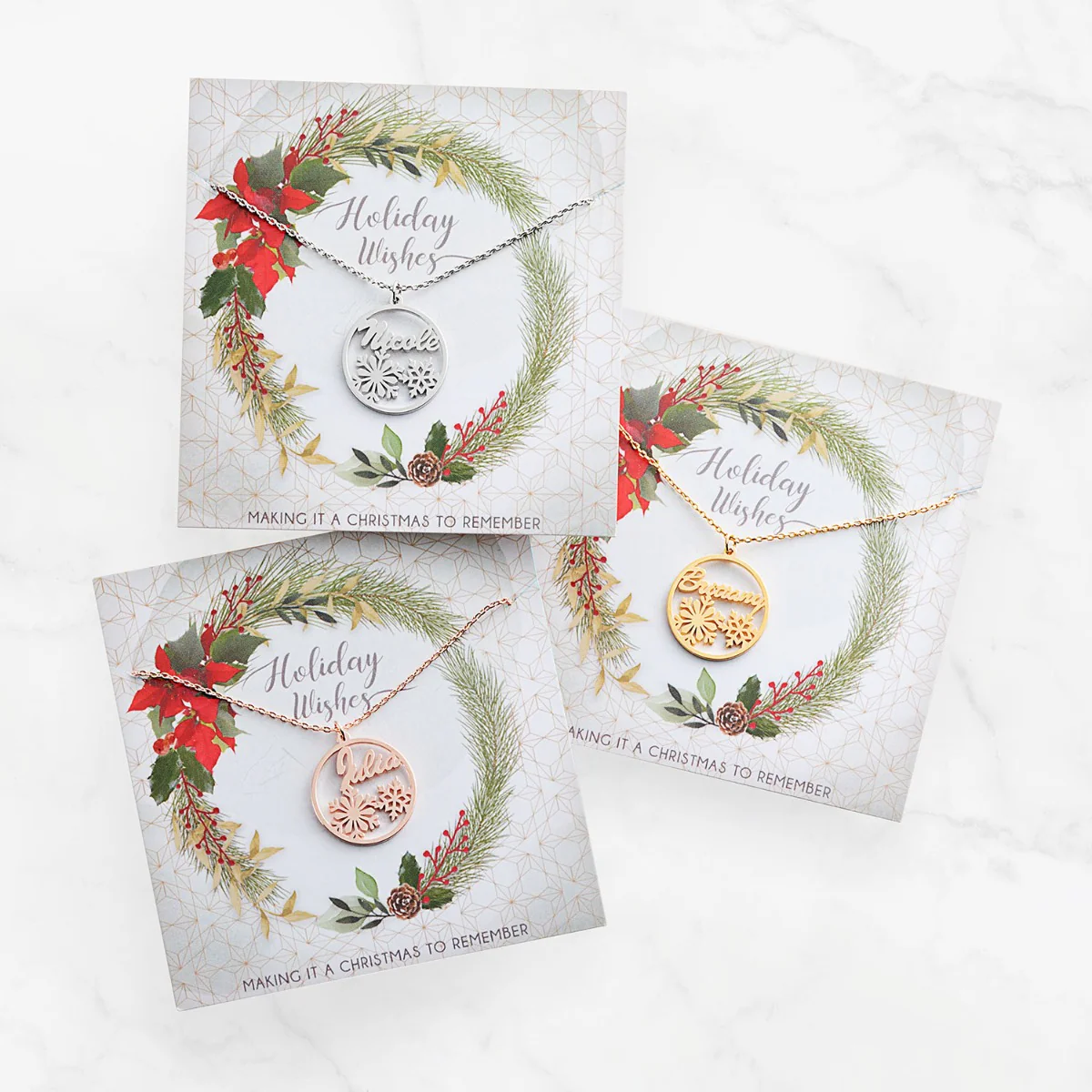 Snowflakes Script Name Disc Necklace - Image 8