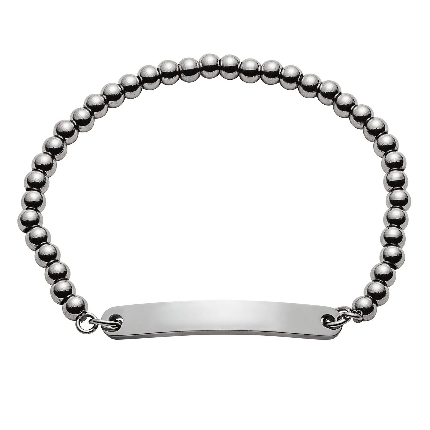 Stainless Steel Beaded ID Stretch Bracelet