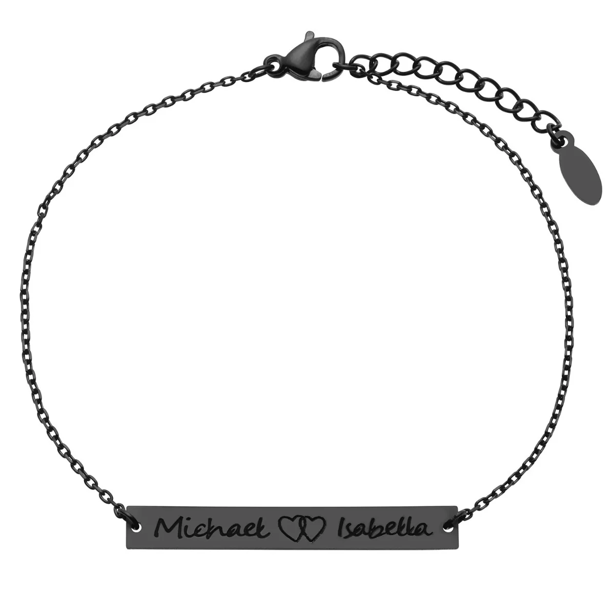 Stainless Steel Double Name with Heart Bar Bracelet - Image 6