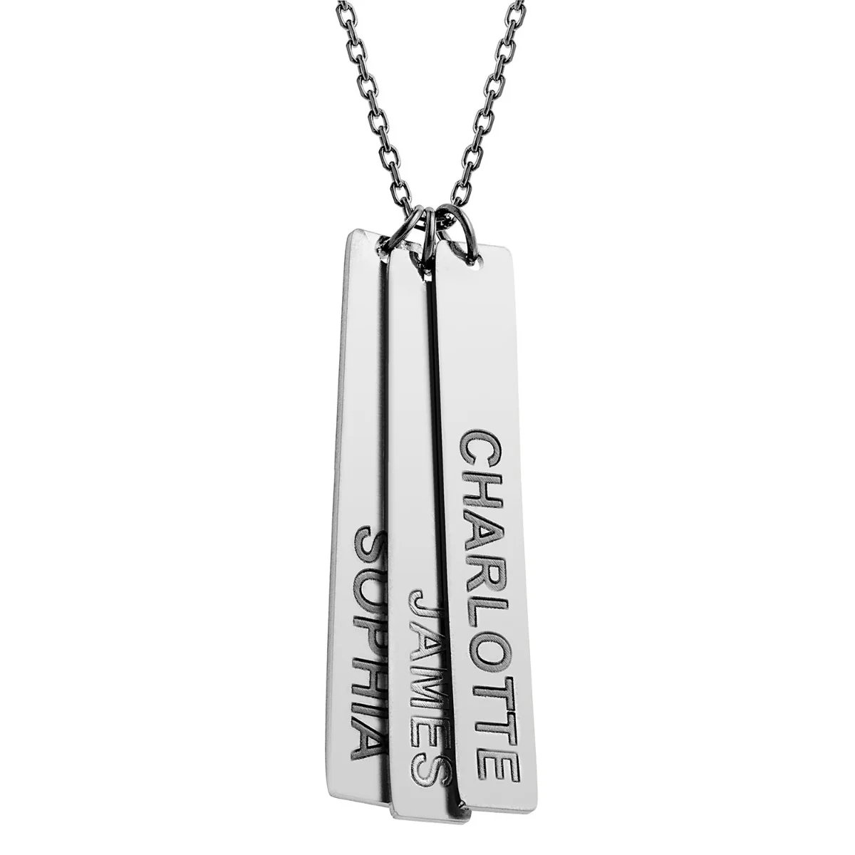 Stainless Steel Eng Name Vertical Bar Necklace - 3 names - Image 3