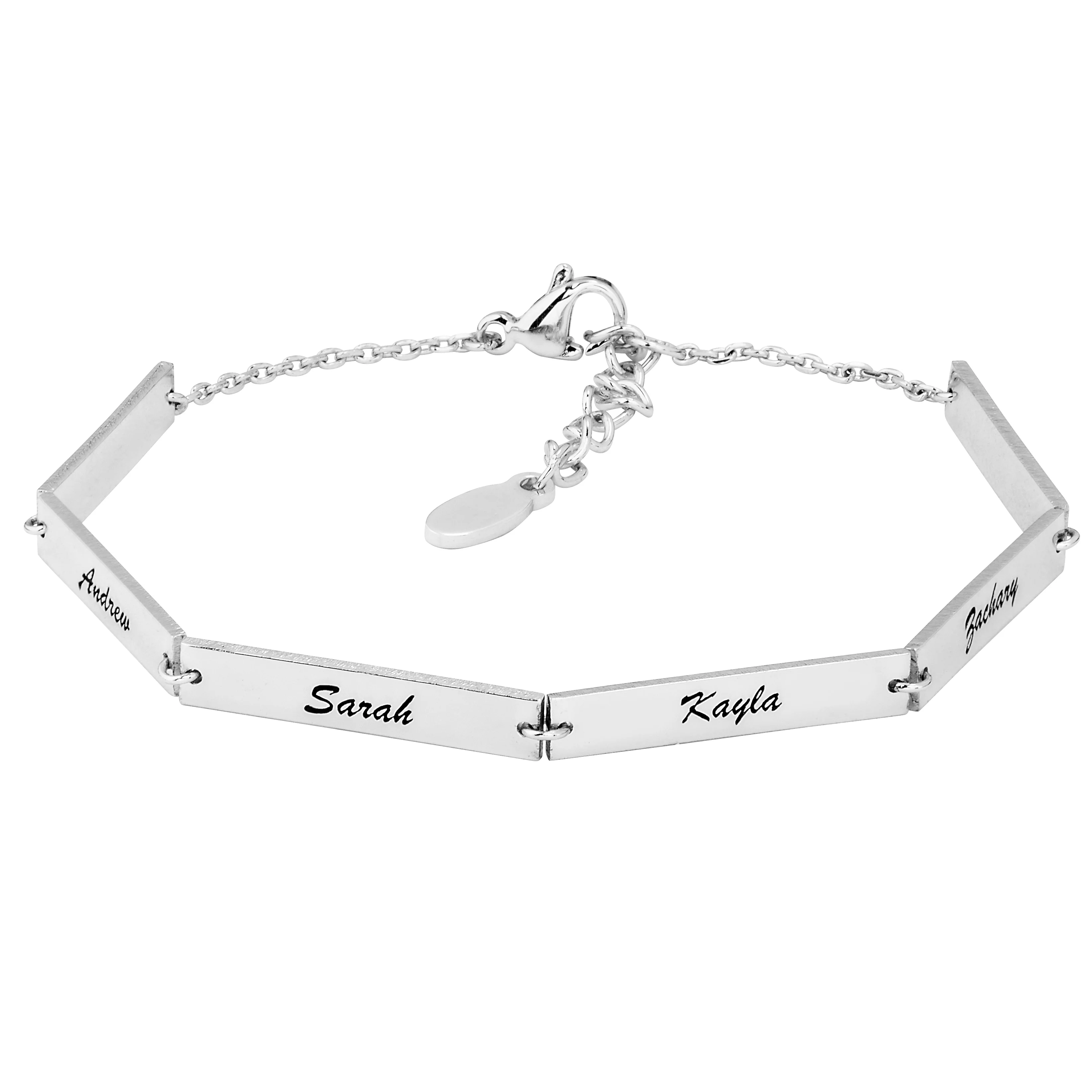 Stainless Steel Engraved Bars Family Name Bracelet - Image 3