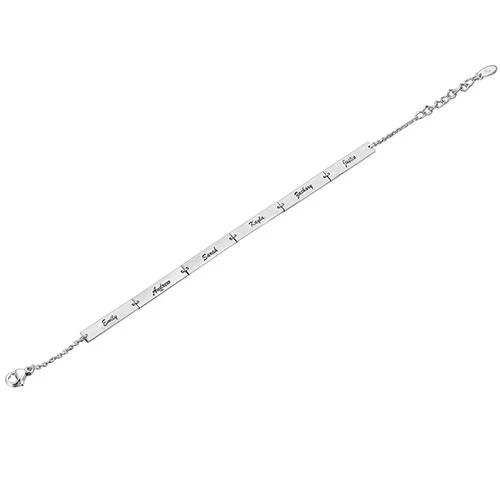 Stainless Steel Engraved Bars Family Name Bracelet - Image 5