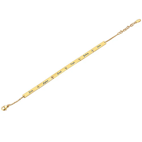 Stainless Steel Engraved Bars Family Name Bracelet - Image 6